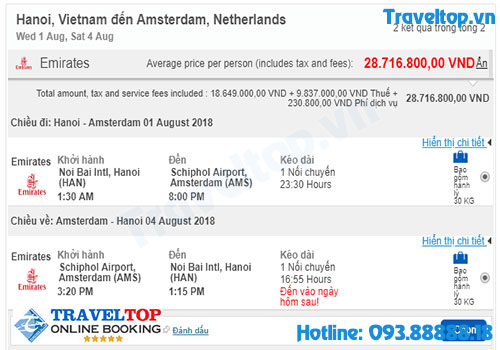 vé máy bay đi Amsterdam
