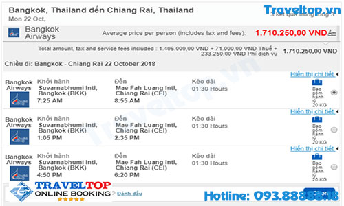 vé máy bay từ Bangkok đi Chiang Mai