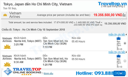 vé máy bay từ Nhật về Việt Nam