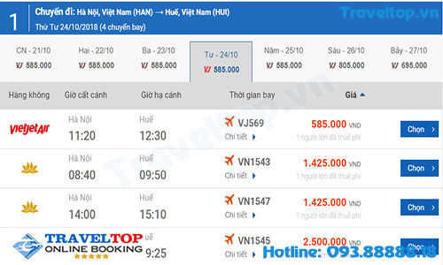 Vé máy bay từ Hà Nội đi Huế
